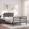 Estructura cama de matrimonio con cabecero madera maciza gris