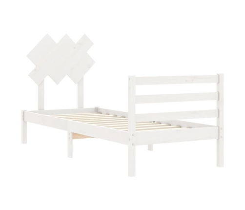 Estructura de cama con cabecero madera maciza blanco 90x200 cm