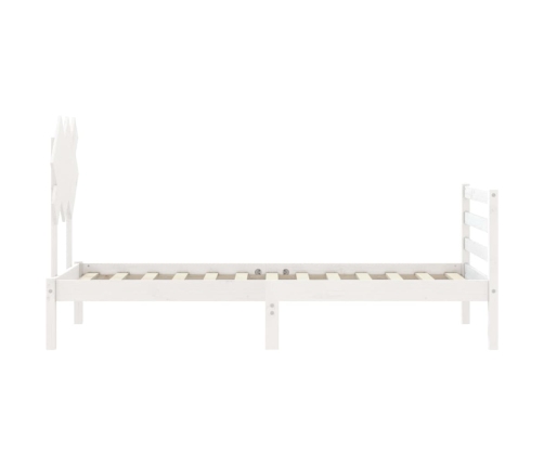 Estructura de cama con cabecero madera maciza blanco 90x200 cm