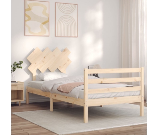 Estructura de cama con cabecero madera maciza 100x200 cm