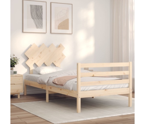 Estructura de cama con cabecero madera maciza 100x200 cm