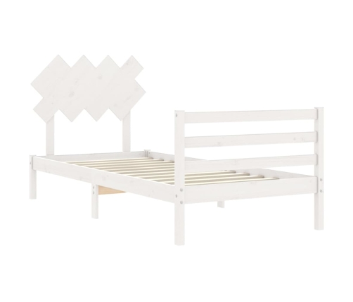 Estructura de cama con cabecero madera maciza blanco 100x200 cm