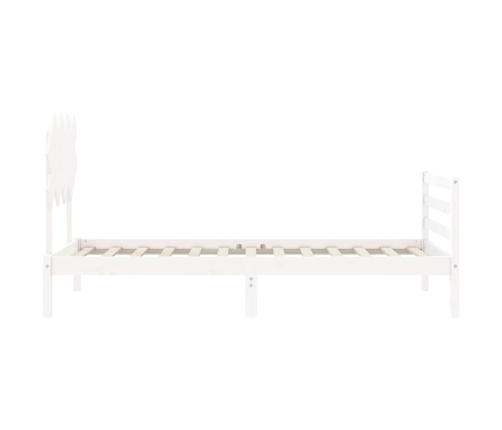 Estructura de cama con cabecero madera maciza blanco 100x200 cm