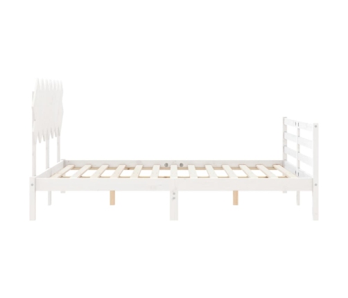 Estructura de cama con cabecero madera maciza blanco 140x200 cm