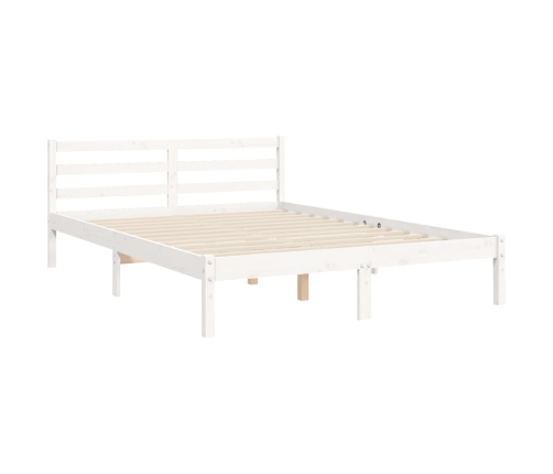 Estructura de cama con cabecero madera maciza blanco 140x200 cm