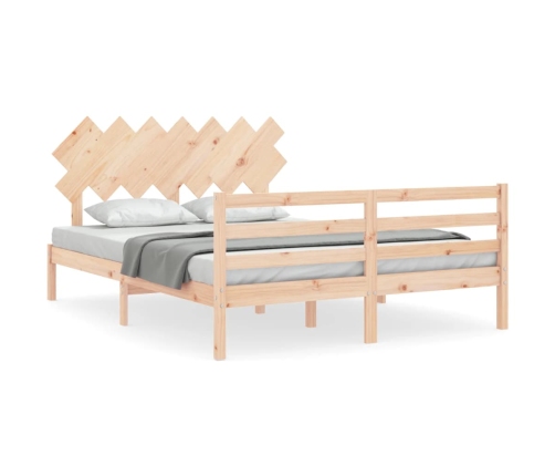 Estructura de cama de matrimonio con cabecero madera maciza