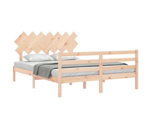 Estructura de cama de matrimonio con cabecero madera maciza