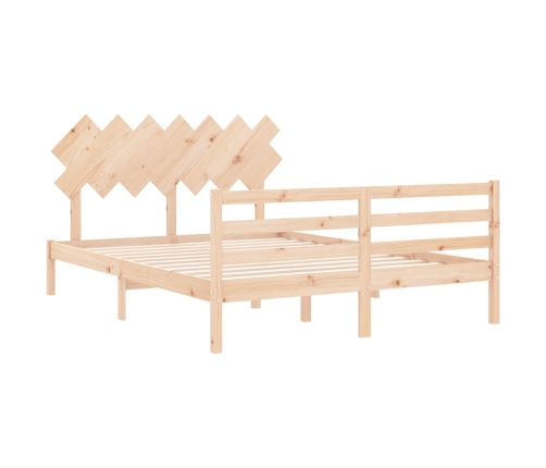 Estructura de cama de matrimonio con cabecero madera maciza