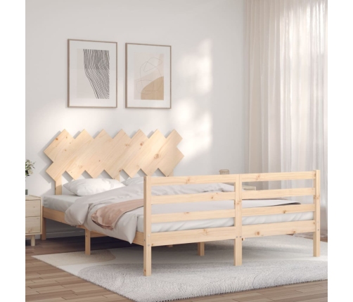 Estructura de cama de matrimonio con cabecero madera maciza