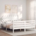 Estructura de cama con cabecero madera maciza blanco 160x200 cm