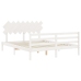 Estructura de cama con cabecero madera maciza blanco 160x200 cm
