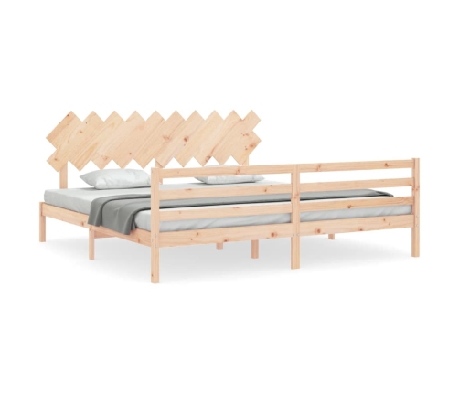 Estructura de cama con cabecero madera maciza 200x200 cm