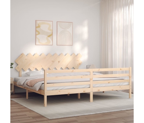 Estructura de cama con cabecero madera maciza 200x200 cm