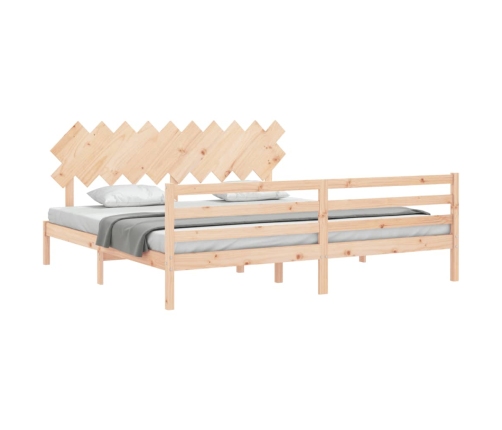 Estructura de cama con cabecero madera maciza 200x200 cm