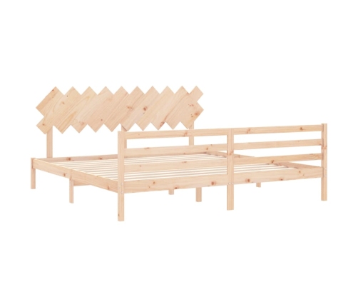 Estructura de cama con cabecero madera maciza 200x200 cm