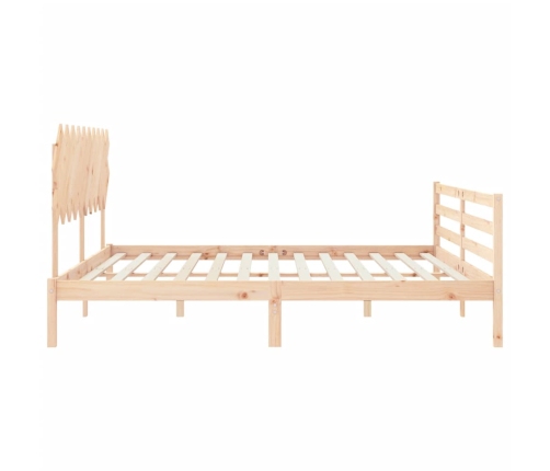 Estructura de cama con cabecero madera maciza 200x200 cm