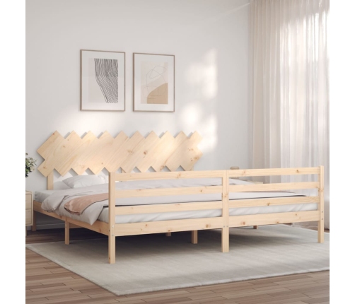 Estructura de cama con cabecero madera maciza 200x200 cm