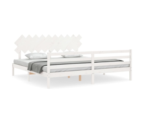 vidaXL Estructura de cama con cabecero madera maciza blanco 200x200cm