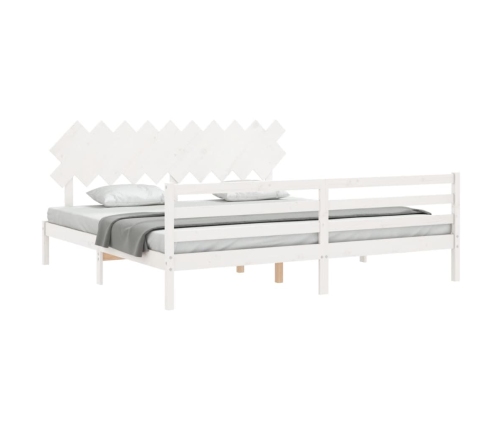 vidaXL Estructura de cama con cabecero madera maciza blanco 200x200cm