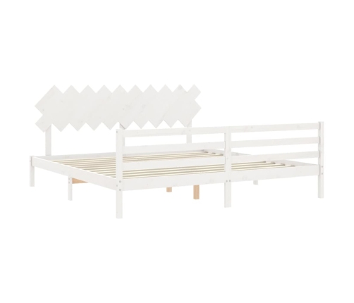 vidaXL Estructura de cama con cabecero madera maciza blanco 200x200cm