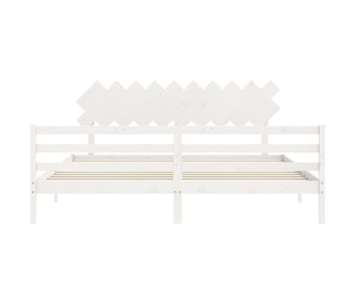 vidaXL Estructura de cama con cabecero madera maciza blanco 200x200cm