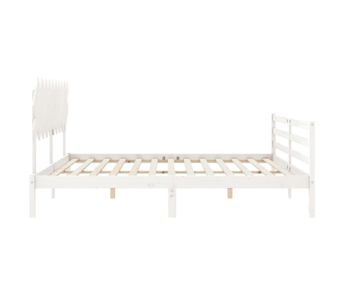 Estructura de cama con cabecero madera maciza blanco 200x200cm