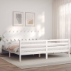 Estructura de cama con cabecero madera maciza blanco 200x200cm