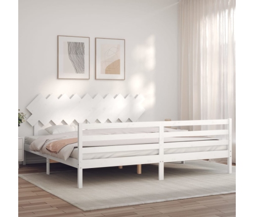 vidaXL Estructura de cama con cabecero madera maciza blanco 200x200cm