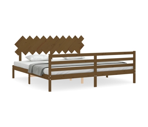 Estructura cama y cabecero madera maciza marrón miel 200x200 cm