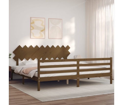 Estructura cama y cabecero madera maciza marrón miel 200x200 cm