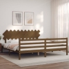 Estructura cama y cabecero madera maciza marrón miel 200x200 cm