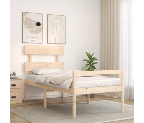 vidaXL Cama para personas mayores con cabecero madera maciza