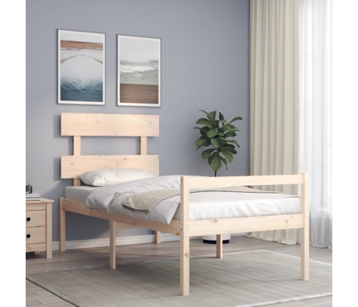 vidaXL Cama para personas mayores con cabecero madera maciza