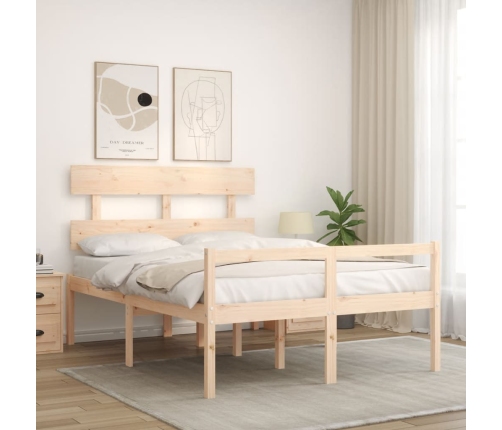 Cama de matrimonio personas mayores con cabecero madera maciza