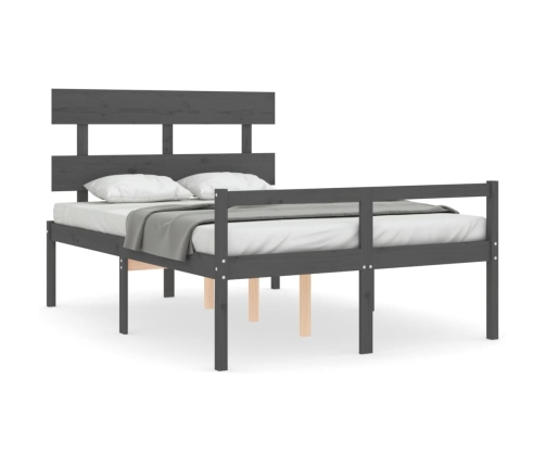 Cama para personas mayores con cabecero madera maciza gris