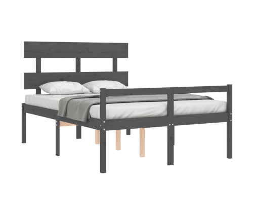 Cama para personas mayores con cabecero madera maciza gris