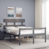 Cama para personas mayores con cabecero madera maciza gris