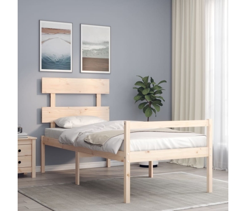 Cama para personas mayores con cabecero madera maciza 90x200 cm