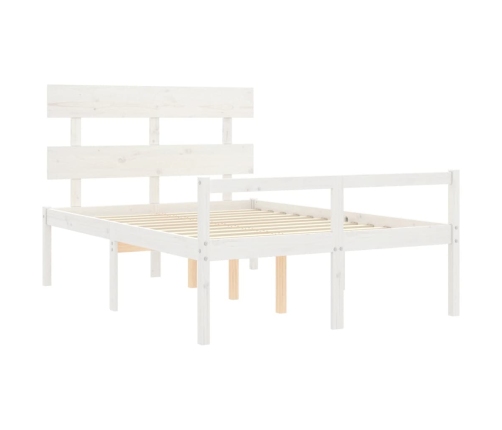 Cama personas mayores cabecero madera maciza blanco 120x200 cm