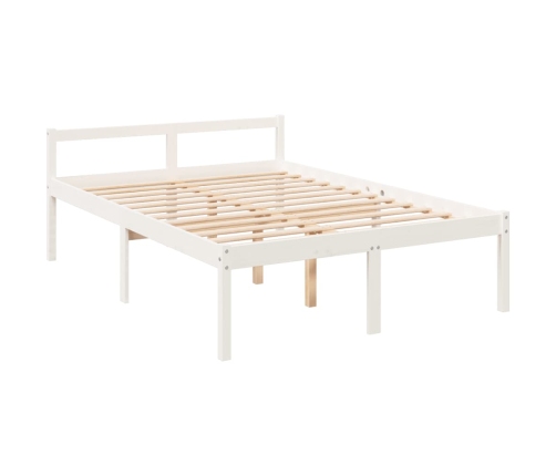 Cama personas mayores cabecero madera maciza blanco 120x200 cm