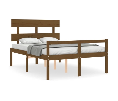 Cama personas mayores cabecero madera marrón miel 140x200 cm