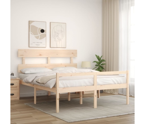 Cama de matrimonio para personas mayores cabecero madera maciza