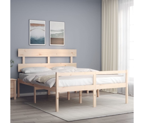 Cama de matrimonio para personas mayores cabecero madera maciza