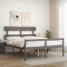 vidaXL Cama de matrimonio personas mayores cabecero madera maciza gris