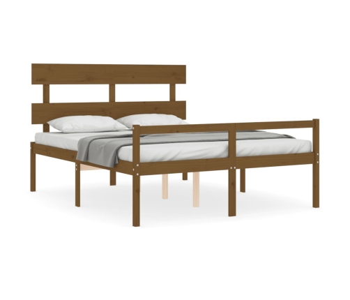 vidaXL Cama de matrimonio personas mayores cabecero madera marrón miel