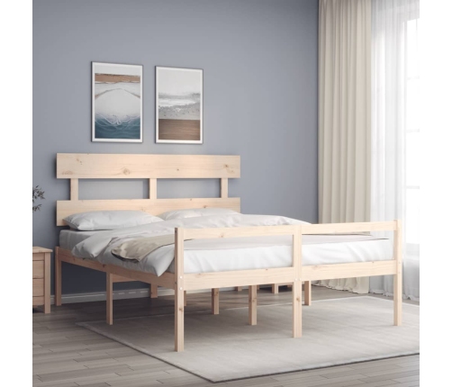 Cama para personas mayores con cabecero madera maciza 160x200cm