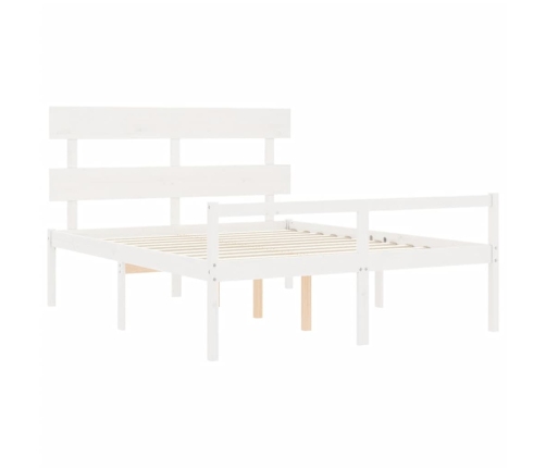 Cama personas mayores cabecero madera maciza blanco 160x200 cm