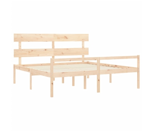 vidaXL Cama de matrimonio para personas mayores cabecero madera maciza