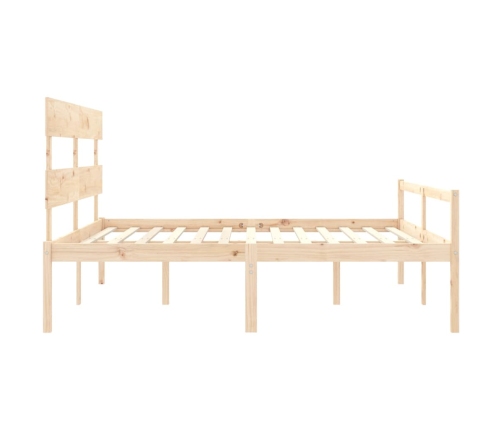 vidaXL Cama de matrimonio para personas mayores cabecero madera maciza