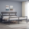 vidaXL Cama personas mayores cabecero madera maciza gris 200x200 cm